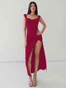 Women's Sexy Maxi Dress Plus Size Lace Up Backless Slit Elegant Party
