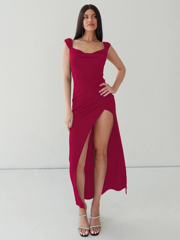 Women's Sexy Maxi Dress Plus Size Lace Up Backless Slit Elegant Party