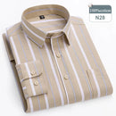 Men's Shirt 100% Cotton Elegant Formal Striped Slim Fit Long Sleeve