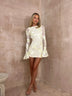 Women's Sexy Mini Dress Elegant Embroidered Floral Patchwork Straps Backless