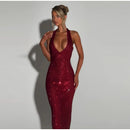 Women's Sexy Long Dress Sequin Elegant  Backless Sleeveless-17