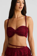 Conjunto sexy dos piezas para mujer top corto de encaje falda larga y elegante-10