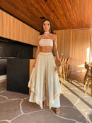 Women’s Sexy Sets Irregular Tassel Pants Lace-Up Bandeau Top Elegant