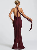Women's Sexy Long Dress Deep V Neck Backless Elegant Party Gown
