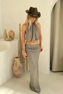 Sexy Knit Sets Backless Wrap Lace-Up Top Chic Elegant Cover-Ups For Women