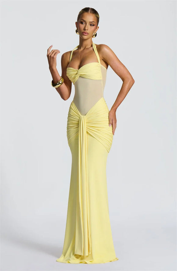 Women's Sexy Maxi Dress Elegant Backless Halter Off Shoulder Party