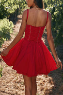 Women's Sexy Short Dress Elegant Backless Elegant Lace Pleated