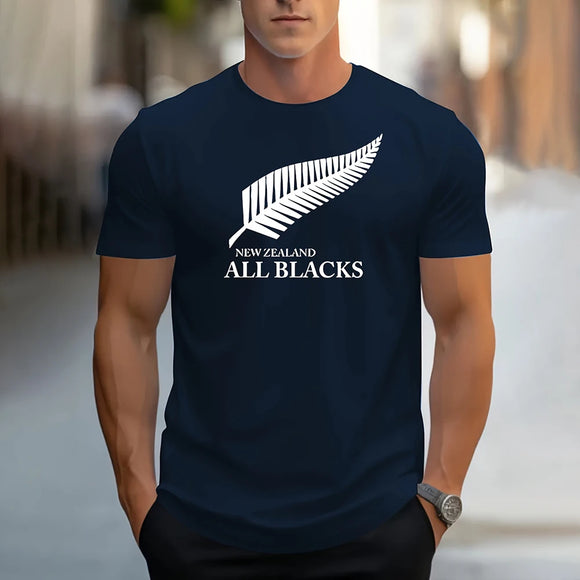 Men's T-shirt Elegant Loose Fit Round Neck Casual Printed Sportswear