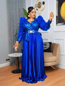 Women's Sexy Maxi Dress Plus Size Sequined Elegant Pleated Evening Gown
