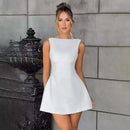 Women's Mini Dress Pleated A-Line Backless Sleeveless Sexy Elegant Gown