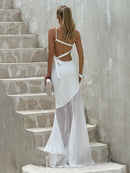 Women's Sexy Maxi Dress Elegant One-Shoulder Backless Sleeveless