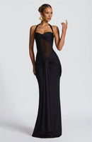 Women's Sexy Maxi Dress Elegant Backless Halter Off Shoulder Party