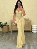 Women's Sexy Maxi Dress Elegant Backless Halter Off Shoulder Gown