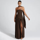 Sexy Maxi Dress Women Gown Strapless Elegant Off Shoulder Backless High Split
