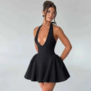 Women's Mini Dress Pleated A-Line Backless Sleeveless Sexy Elegant Gown