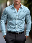 Men's Shirt Elegant Striped Casual Soft Lapel Plus Size Office Top
