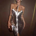 Women's Sexy Mini Dress Elegant Bodycon Tassel Backless Sleeveless