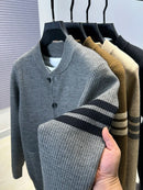 Men’s Premium Knitted Cardigan Long Sleeve Baseball Collar Casual Sweater-10