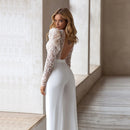 Women's Jumpsuit Elegant Backless White Lace Puff Sleeve Party Wear