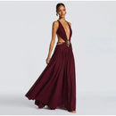 Indianna Women's Sexy Maxi Dress Halter Backless Elegant Slit Side-15