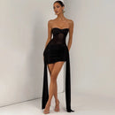 Women's Sexy Mini Dress Strapless Off Shoulder Backless Ruched Draped-14