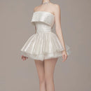 Women's Sexy Mini Dress Elegant Sequin Ruffle Strapless A-Line Party