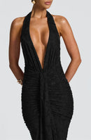 Women’s Dress Elegant Maxi Deep V Neck Backless Sleeveless Draped Ruched-24