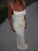 Vestido sexy con bordado floral y tirantes de patchwork estilo princesa-7