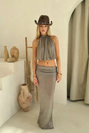 Sexy Knit Sets Backless Wrap Lace-Up Top Chic Elegant Cover-Ups For Women-15