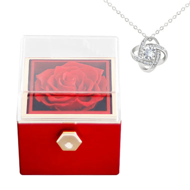 For Girlfriend Rotating Rose Necklace Gift box Jewelry With Flower