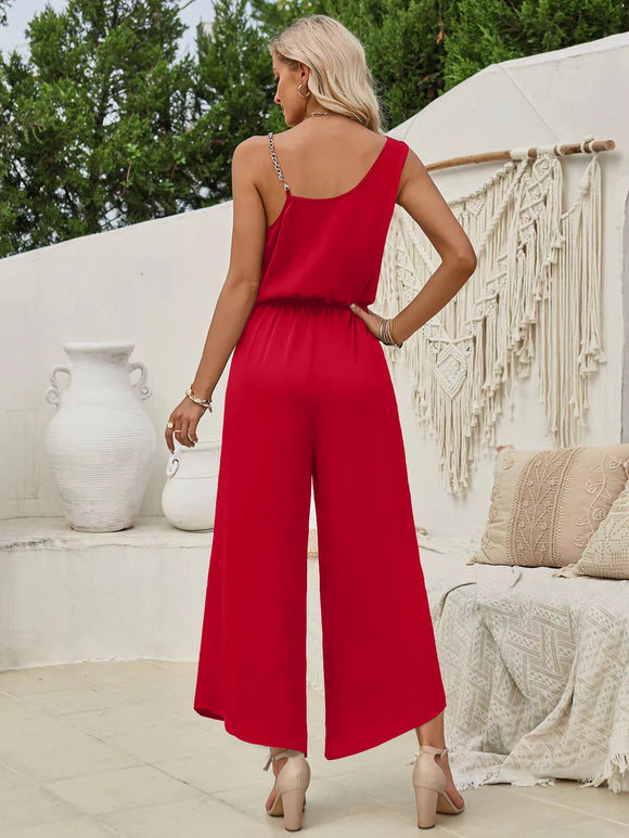 Women's Jumpsuit Elegant Solid Color Suspender Wide Leg Waist Closing