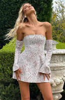 Women's Sexy Mini Dress Lace Off Shoulder Backless Elegant Strapless-8