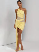 Women's Short Dress Off Shoulder Backless Elegant Ruched Mesh