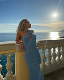 Elegant Floral Knit Halter Long Dress Sexy Hollow Out Sleeveless