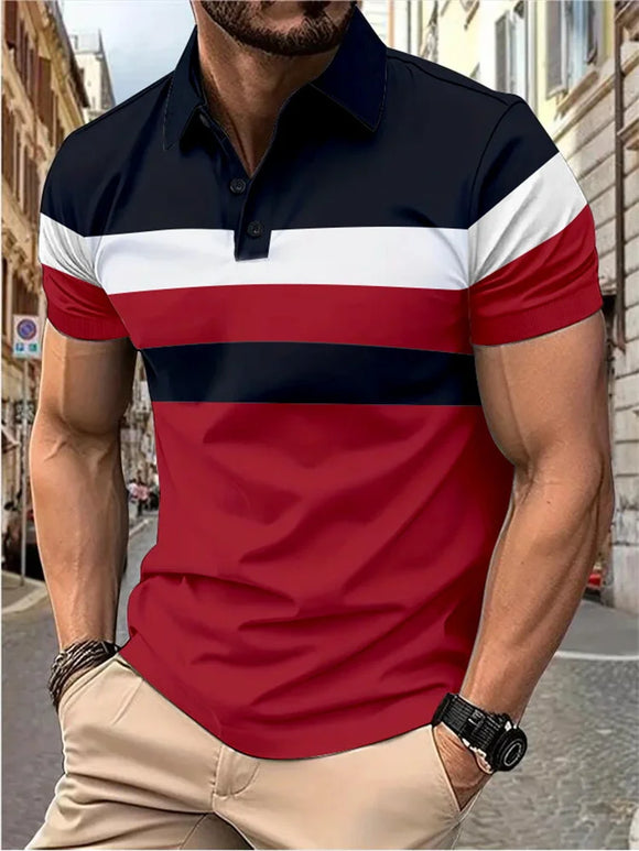 Men's Polo Shirt Elegant Trendy Stitch T Shirt Stretch Comfy Short Sleeves