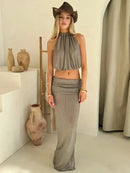 Sexy Knit Sets Backless Wrap Lace-Up Top Chic Elegant Cover-Ups For Women