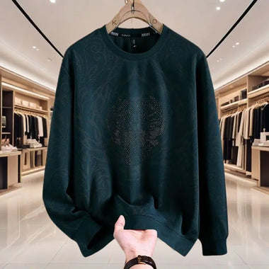 Buy green Men's Sweatshirt Pullover Elegant Casual Crew Neck Long Sleeve