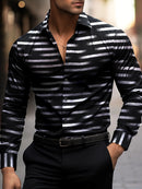 Men's Shirt Elegant Striped Casual Soft Lapel Plus Size Office Top
