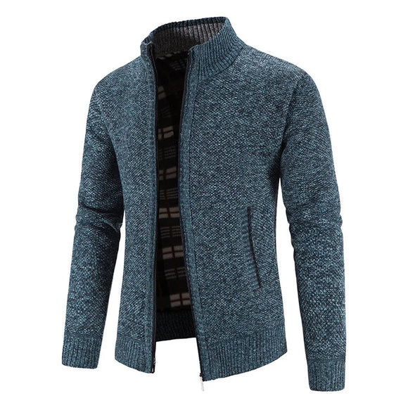 Men's Cardigan Large Size Stand Collar Warm Knit Sweater Coat Youth Wool