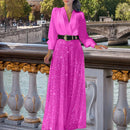 Women’s Jumpsuit Elegant Sequins Slim High Waist Belted Party Romper-3