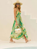 Bohemian Floral Sexy Maxi Dress for Women Elegant Strap Halter V Neck-20