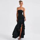 Women's Sexy Maxi Dress Elegant Ruffles Sleeveless Backless Bodycon