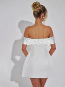Women's Sexy Mini Dress Sequin Strapless Off Shoulder Elegant Backless