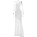 Vestido largo sexy elegante con un solo hombro sin espalda sin mangas-9