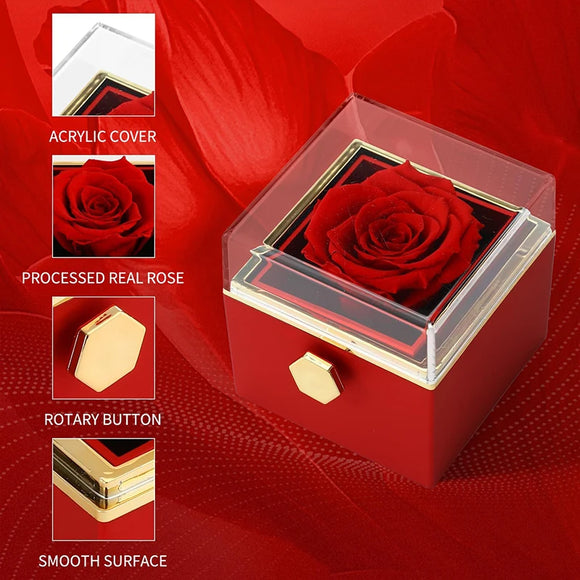 For Girlfriend Rotating Eternal Rose Necklace Gift Box Jewelry With Flower