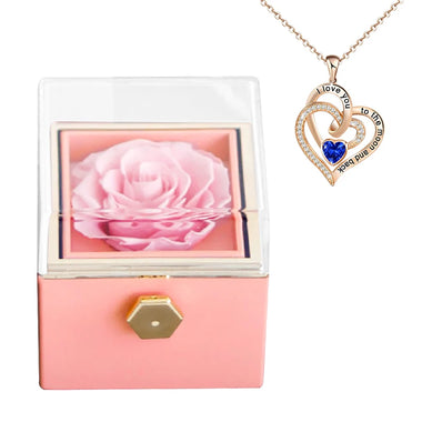 For Girlfriend Rotating Rose Necklace Gift box Jewelry With Flower