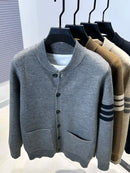 Men’s Premium Knitted Cardigan Long Sleeve Baseball Collar Casual Sweater-8