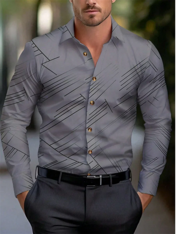 Men's Shirt Elegant Striped Casual Soft Lapel Plus Size Office Top