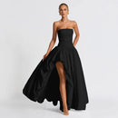 Women's Sexy Long Dress Corset Puffy Elegant Pleated Slit Evening Party