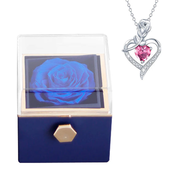 For Girlfriend Rotating Eternal Rose Necklace Gift Box Jewelry With Flower